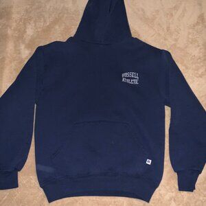 Russell Athletic Youth Medium Embroidery Navy Blue Sweatshirt Hoodie Pocket C03‎